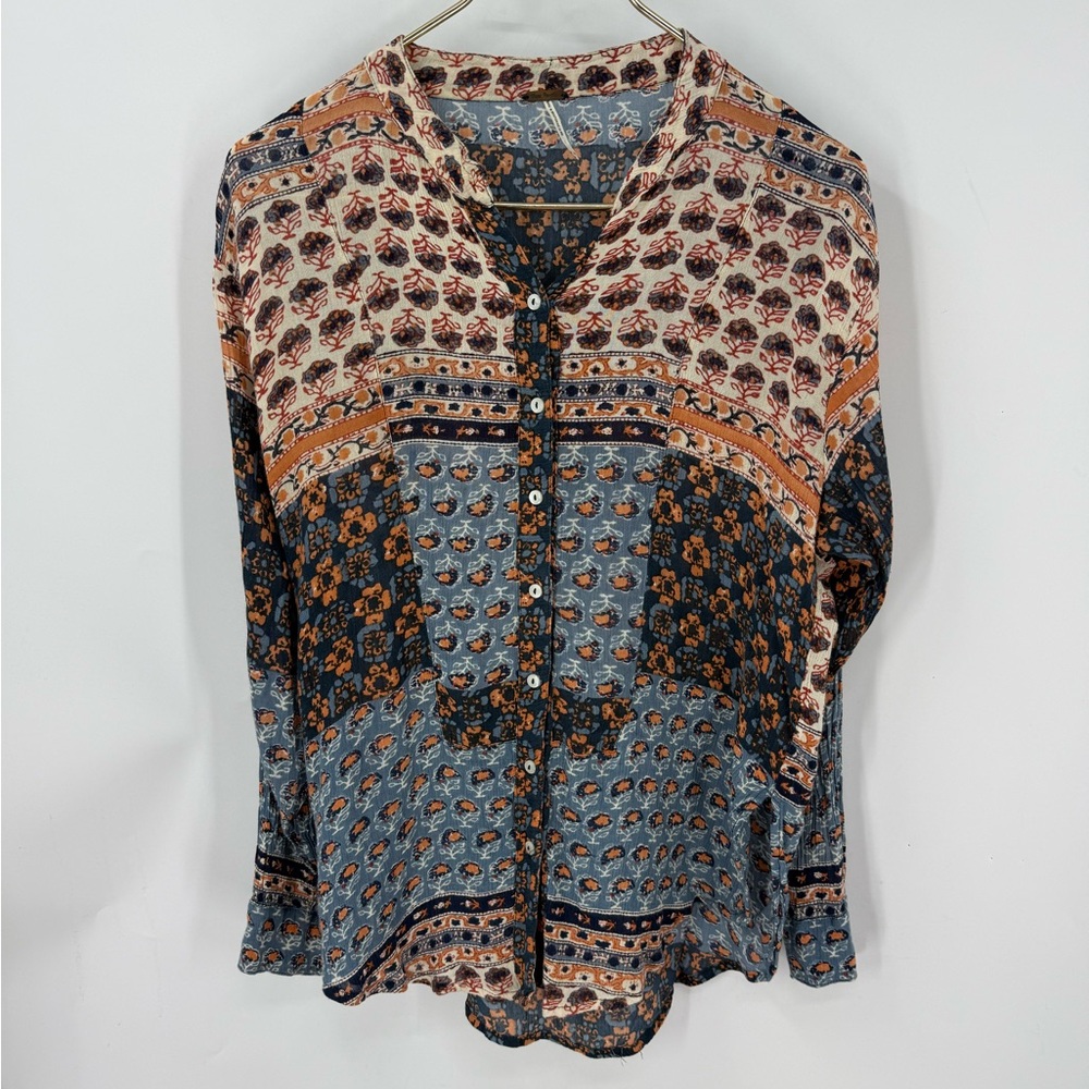 Free People Caravan, Multicolor Patchwork Button … - image 2